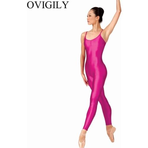 OVIGILY Women Nylon Camisole Gymnastics Unitard Pinch Front Adults Lycra Sleeveless Dance Unitards Jumpsuits Spandex Dancewear