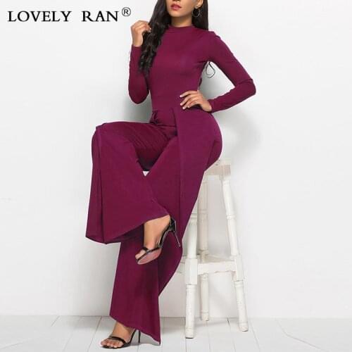 Women Printing Wide Leg Straight Jumpsuits One Open Shoulder Long Sleeve Rompers Elegant Casual Office Ladys Jumpsuit New 2021