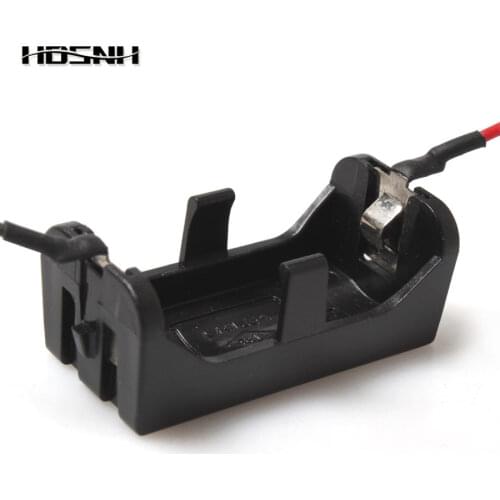 1pcs/lot 4.1CM*2CM*1.7CM Plastic Case black battery Holder With 2" Wire Lead For Protective Holder For 3V Battery Storage Box
