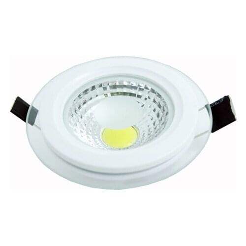 10pcs/lot 5w LED COB Ceiling Glass Panel Light Round Recessed Lamp Pure/Warm White AC85-265v