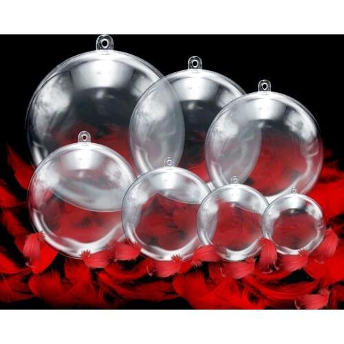 20PC/10Pairs Christmas Ball Tress Decorations 3cm-6cm Transparent Open Plastic Clear Bauble Ornament Gift Present Box Decoration