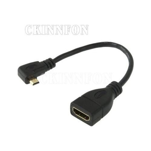200Pcs/Lot Micro HDMI-compatible Male to HDMI-compatible Female Adapter Cable 15cm Blcak 90 Degree Right Angled Micro Convertor