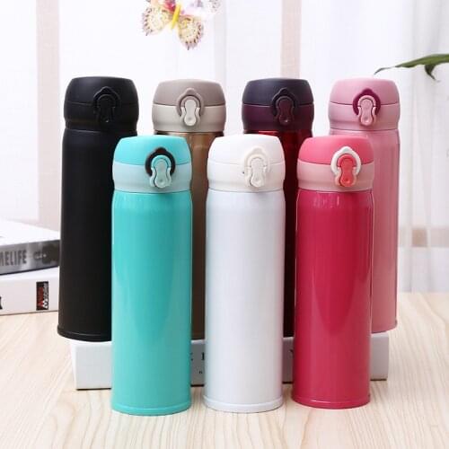 350ml 500ml Thermos Bottle Stainless Steel Vacuum Flask Insulated Water Cup Bounce Lid 7 Colors