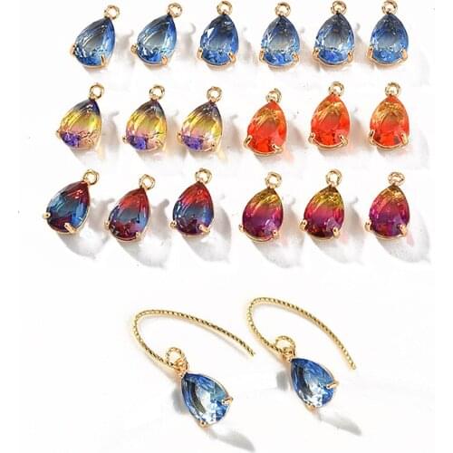 4PCS Gradient Color Crystal Cutting Surface Pendant Eardrop Charms for Jewelry Findings Making Supplies DIY Earrings Accessories