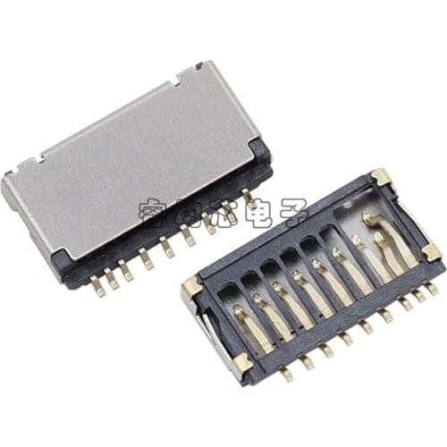50PCS/Lot Micro TF Card Socket Holder Connector 9P 8+1P 1.7H Simple Short Type With Detection Feet