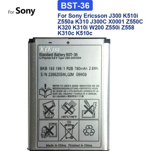 Battery BST-36 For Sony Ericsson J300 K510i Z550a K310 J300C X0001 Z550C K320 K310i W200 Z550i Z558 K310c K510c 780mAh