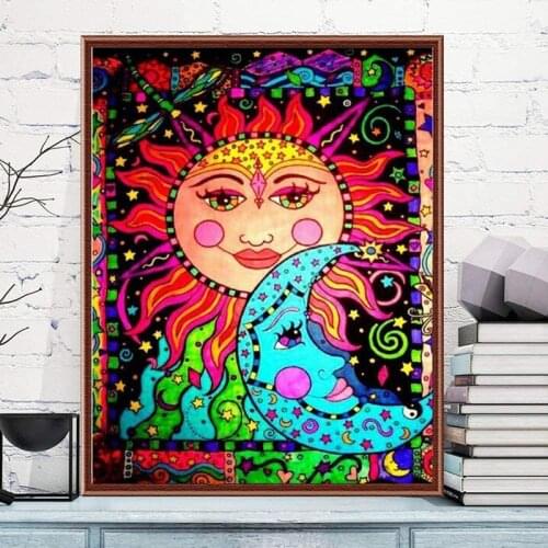 Diamond Painting Sun and Moon Full Drill Diamond Painting Kits for Adults Gem Pictures for Home Decoration