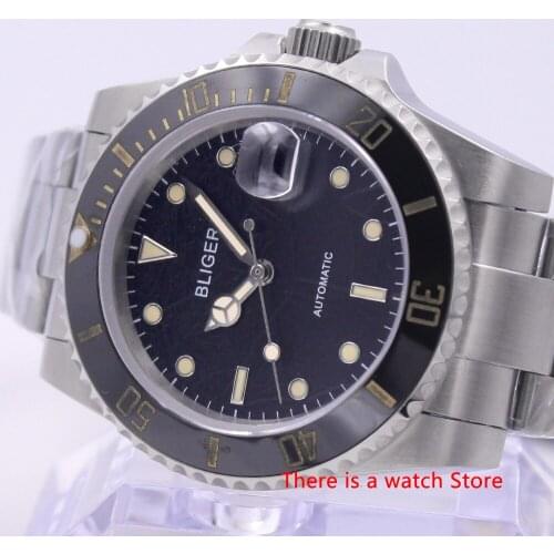 Bliger 40mm Automatic Mechanical Men Watch Luxury Brand Sapphire Crystal Watch Luminous Waterproof Calendar Wristwatch Men