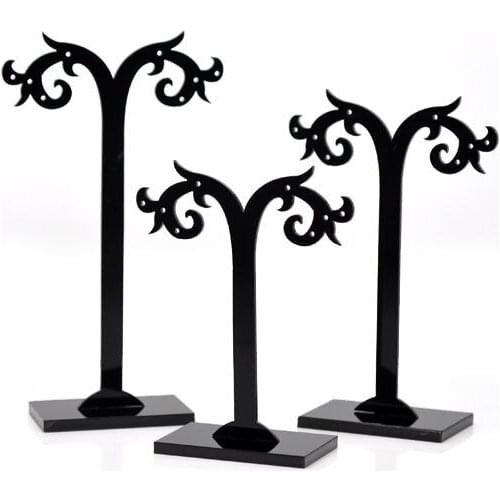DoreenBeads Black Acrylic Earring Tree Shaped Display Stand Holder,sold per pack of 1 set(3PCs)
