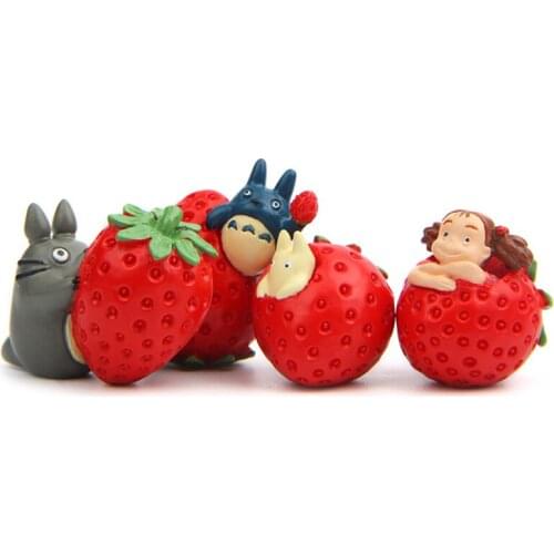 4pcs My Neighbor Totoro Kiki Kikis Delivery PVC Cat Action Figure Doll Strawberry Jicha Blue May Creative Resin Plastic Model