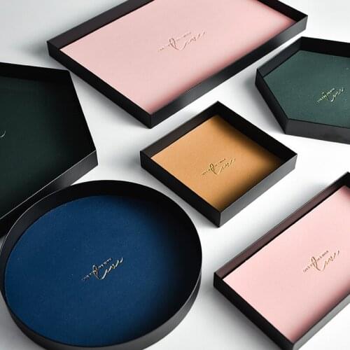 Ins Leather Decor Storage Rack Metal Holder Jewelry Cosmetics Organizer Holder Keys Accessories Tray Dessert Fruit Stand Shelf