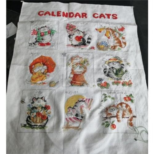 Calendar Cats,1 4thCT Counted Cross Stitch Kits 1 4thCT Embroidery Set Kids Room Decoration Gift Free Shipping