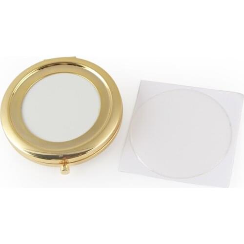 Light Gold Color Blank Compact Cosmetic Mirror with DIY Clear Resin Epoxy Sticker
