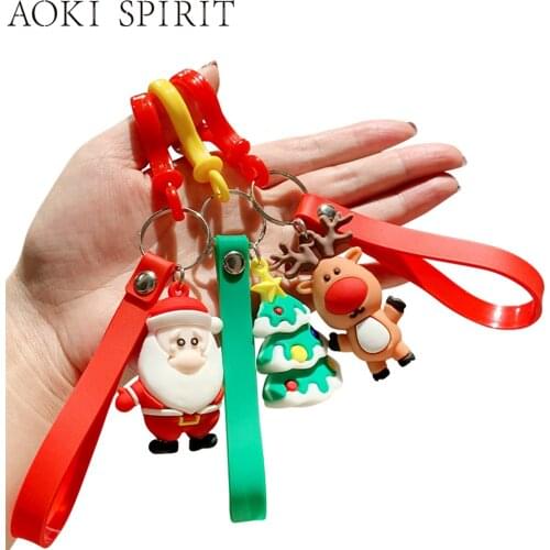 Creative Cute Santa Claus Christmas Tree Hat Elk Snowman Keychain Doll INS Style Phone Backpack Car Key Pendant Small Accessory
