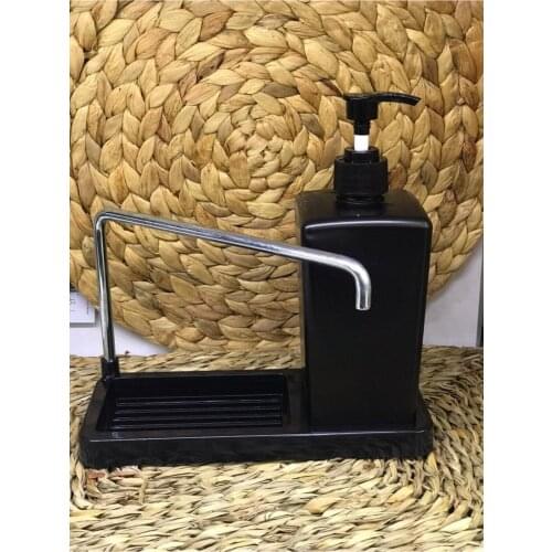 Kitchen Counter Top Liquid Soap Dispenser Black, Sponge 420 ml