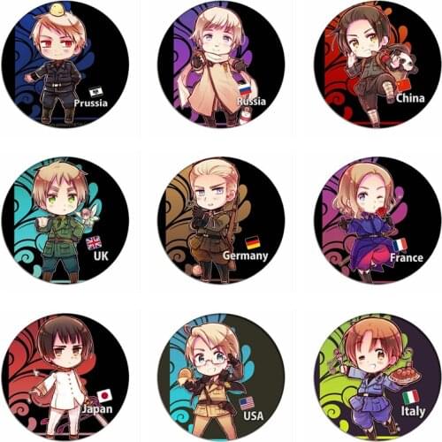 Manga Axis powers Hetalia Cosplay Badge Brooch APH Country Pins Cartoon Collection Badges for Backpacks