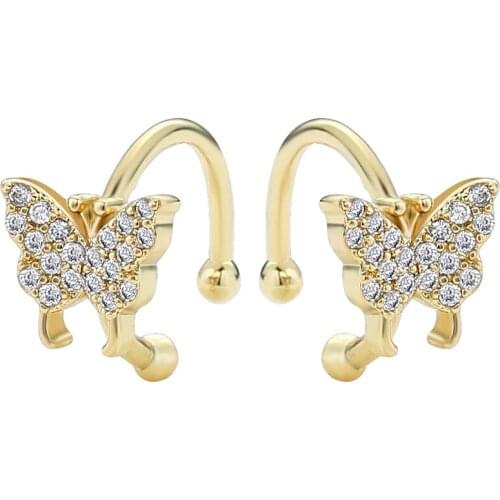 Micro Pave Cz Ear Cuffs Earrings Charming Round butterfly Snake Shape Without Piercing Earrings For Women Ear Cuff Clip