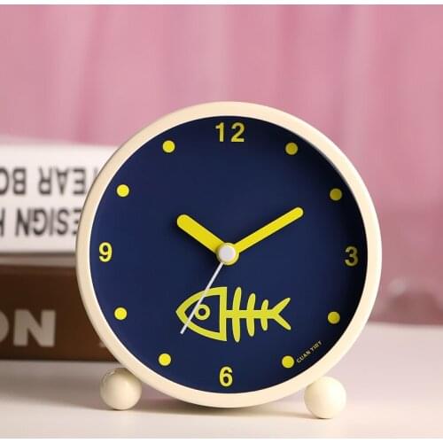 Cartoon Alarm Clock Fishbone Rainbow Deer Children Desk Table Clock for Children Student New Year Christmas Gift