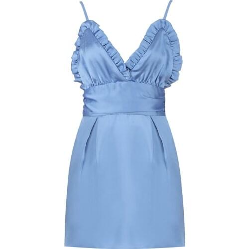 New Fashion 2020 Dresses For Women Sexy Dress Spaghetti Strap Backless Blue Mini Dresses Woman Party Night Cocktail