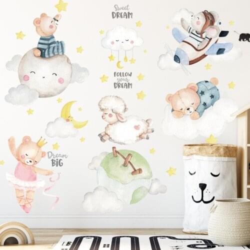 Clouds Warm Sheep Bear DIY Wall Sticker Sweet Dream Decor Ins Style Vinyl for Baby Nursery Children Room Lovely Mural Decals