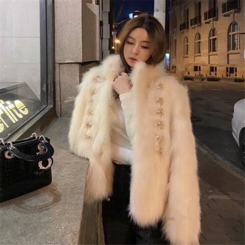 Jacket Women Faux Fur Coat Faux Fur Coat Womens Winter Double Breasted Overcoat Veste Femme