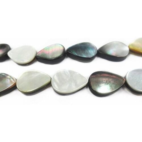 1 Strand Approx. 15.5" Peacock Abalone Shell Loose Coin Beads Black Shell Beads Teardrop Shape Mother of Pearl Beads DIY Jewelry