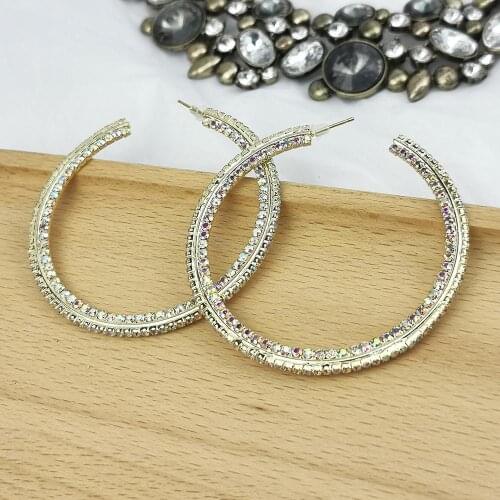 Crystal Rhinestone Earrings For Women Statement Earrings Elegant Bride Wedding Jewelry Hoop Earrings 2020 UKMOC