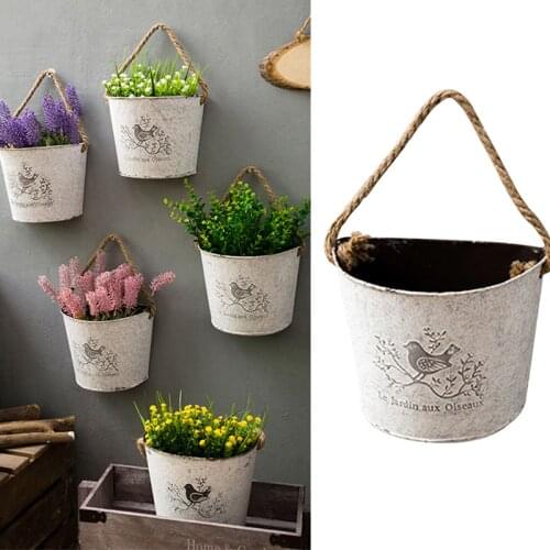 Succulent Green Radish Pot Semi-circular Wall-mounted Tin Flower Pot Hanging Thick Waterproof Smudged Old Flower Container