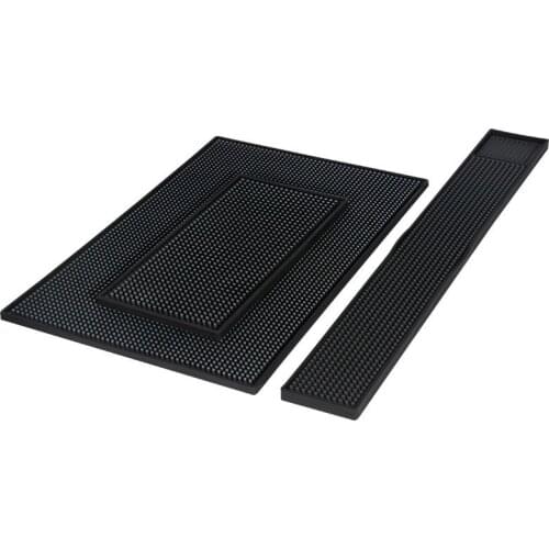 Heavy-Duty Rubber Bar Service, Coffee Bar, or Countertop Spill Mats, Black