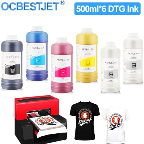 500ml*6 DTG Ink Textile Ink For Epson 1390 1400 1430 R1900 R2000 R3000 For DX5 DX6 DX7 DX10 Printhead DTG Printer Garment Ink