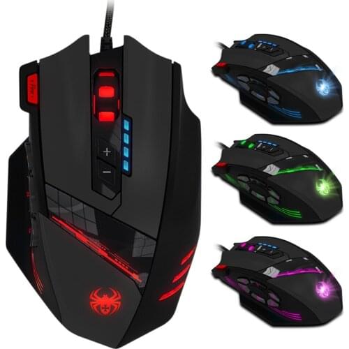 C-12 12 Programmable Buttons Optical Gaming Mouse USB Wired 4 Gears 1000-1500-2000-4000DPI Adjustable Colorful Backlight Mice
