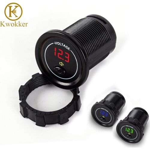 Waterproof Car DC 12V-24V LED Voltmeter Digital Display Voltage Meter with ON OFF Switch Low Voltage Voice Alarm Voltmeter