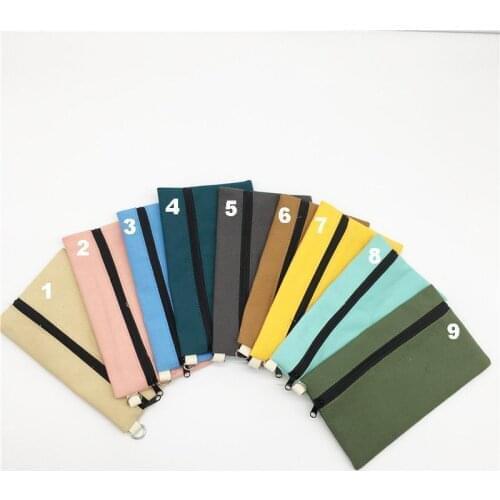 High quality Pure color Blank canvas pen pouch cotton cosmetic Bags makeup bags Mobile phone clutch bag organizer