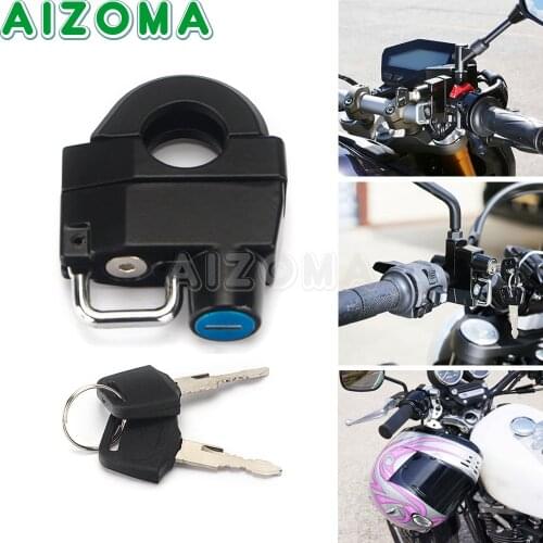 Cruiser Motorcycle Helmet Lock Security Safety CNC Lock 25mm Handlebar/Frame Tube Locking Scooter Road Bike Anti-theft Moto Lock