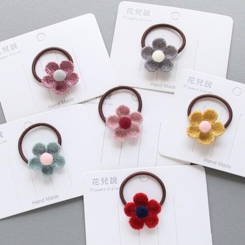 2 pcs/lot Cute Cartoon Little Girls' Mini Knitting Flower Hair Ties Hair Hands Hair Clip Alligator Kids Hair Accessories HT053