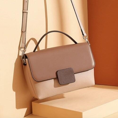 Women Genuine Leather Bag Solid Color Ladies Purse Shoulder Bags Casual Travel School Student Tablet Bags Office Lady Handbag