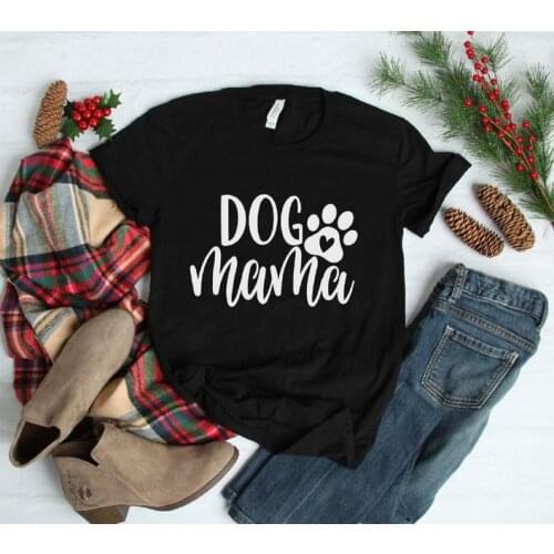 Womens Dog Mom Mama Mother graphic and letter T-shirt 100% Cotton Plus size o-neck Top Tee Funny Tshirts for Ladies Girls
