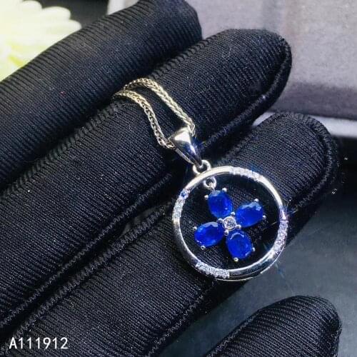 KJJEAXCMY fine jewelry natural sapphire 925 sterling silver women gemstone pendant necklace chain support test luxury