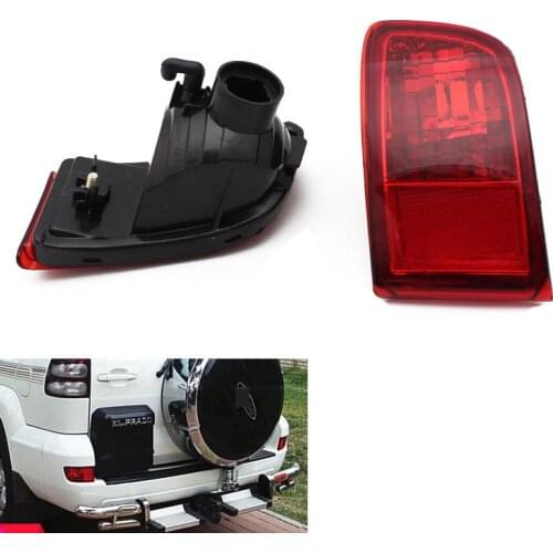 1 Pair Red Lens Rear Bumper Reflector Tail Fog Light Housing for Toyota Land Cruiser Prado 120 2002 2003 2004 2005 06 07 08 2009
