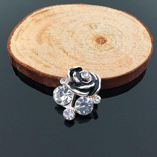 10pcs/lot 14x18mm Flat Back Rhinestone Crystal Button Metal Enamel Flower Wedding Embellishment Hair Bow DIY Hair Accessory