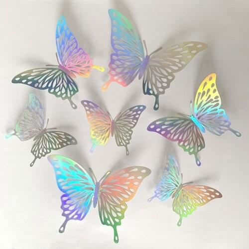 12pcs/lot 3D Effect Crystal Butterflies Wall Sticker Beautiful Butterfly for Kids Room Wall Decals Home Decoration On the Wall