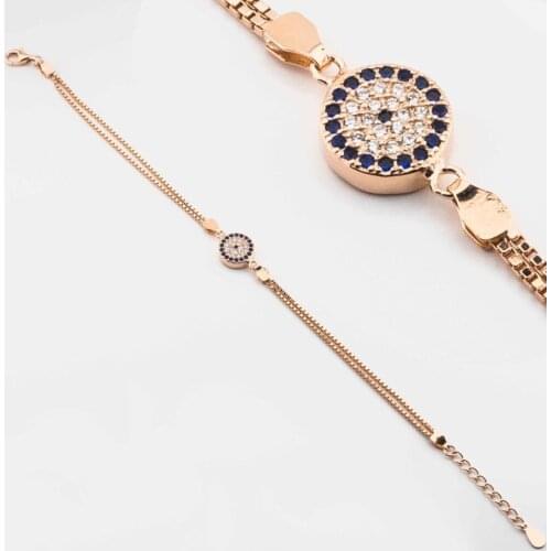 925 Sterling Silver Bracelet with Zircon Stone and Evil Eye Design