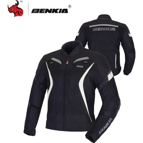 BENKIA Motorcycle Jacket Summer Breathable Mesh Moto Jacket Protective Gear Men Motorbike Riding Jacket Jaqueta Motoqueiro