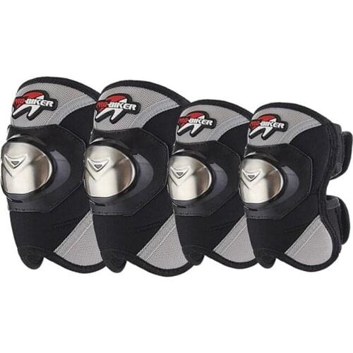 Free shipping 1Set/4Pcs Motorcycle Knee Elbow Pads Motorbike Stainless Steel Armor Brace Guard Protector