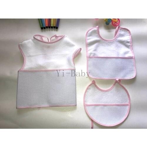 Free shipping Cross Stitch Bibs pink waterproof Baby Bibs Infant saliva towels baby bibs 3PCS/Set YB170004