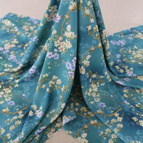 50cm*140cm Digital Blue Floral Viscose Fabric For DIY Sewing Summer Dress Bed Sheet Rayon Patchwork Fabric Soft