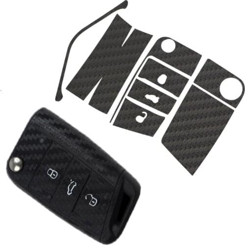 Carbon Fiber color Car Key Cover Sticker For VW Volkswagen Golf 7 MK7 GTI Skoda Octavia A7 A 7 2014 2015 2016 Seat Leon Ibiza
