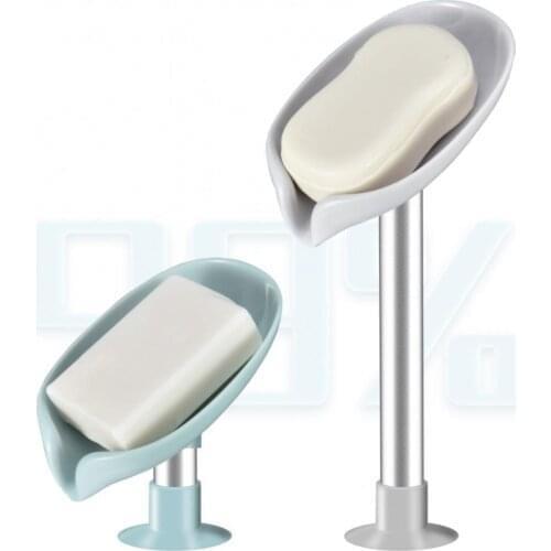 Soap Dish Holder Leaf Shape with Diversion Hole 45° Scientific Angle Powerful Sucker Decoration