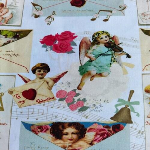 To my Valentine Angels Cream 100% Cotton Fabric for Girl Clothes Hometextile Cushion Cover Curtain DIY 105cm Width-BL258