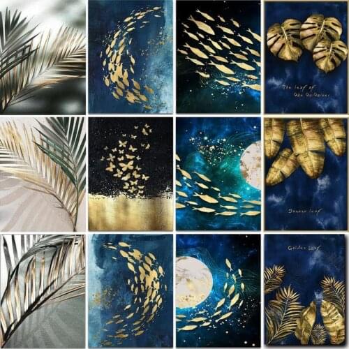 GATYZTORY 60x75cm Frame Leaf DIY Painting By Numbers Acrylic Modern Hand Painted Oil Paint By Numbers For Home Decor Art